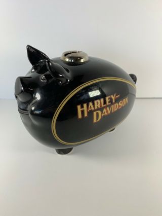 Vintage 1982 Harley - Davidson Hog Gas Tank Ceramic Piggy Bank Collectible