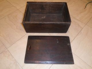 Vintage Large Mahogany Wood Storage Box Sewing Box Work Box With Sliding Lid
