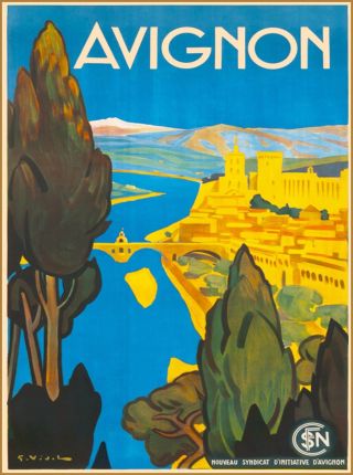 Avignon Paris France Vintage French Travel Advertisement Art Poster Print
