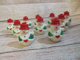 Set Of 10 Vintage Blow Mold Snowman String Light Covers Christmas Holiday