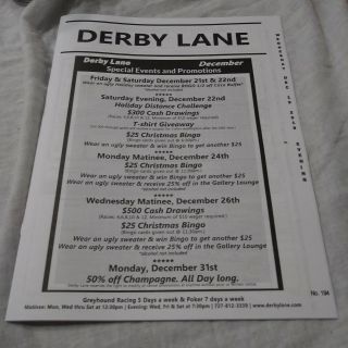 Derby Lane Greyhound St Petersburg Florida Program Holiday Distance Challenge