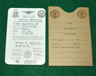 Vintage Boy Scout - 1949 Air Scout Membership Card