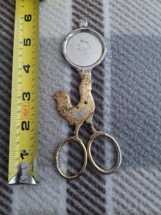 Vintage Italian Chicken Rooster Cigar Cutter Scissors UPERES GERMANY GOLD 2