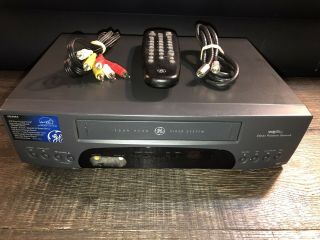 Vintage Ge Vcr Vhs Video Recorder Player 4head Vg - 4064 Remote,  Cables