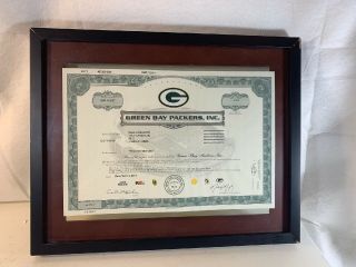 2011 Green Bay Packers Inc.  1 Share Of Common Stock Certificate - - 2 Sided Frame
