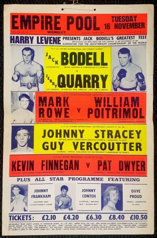 1971 Jerry Quarry V Jack Bodell On - Site Boxing Poster Muhammad Ali Frazier Era