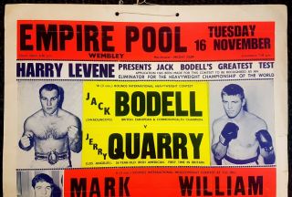 1971 JERRY QUARRY v Jack Bodell on - site boxing poster Muhammad Ali Frazier era 2