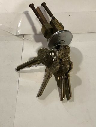Vintage: Russwin Entry Lock W/cylinder & Key 5 Keys