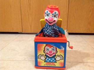 1976 Mattel Jack In The Box Toy Clown Music Box Vintage Pop Up Musical