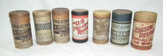 Rare Group Empty Cylinder Phonograph Record Cannisters Edison Columbia Oxford