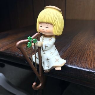 Vintage Stocking Holder Angel Playing Harp Christmas Around The World Miniature