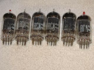 6 x 12ax7 RCA Tubes Long Black Plate D - Getter 1950 ' s LOW/UNEVEN TESTING 3