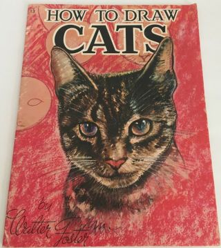 Vintage 1986 How To Draw Cats Softcover Oversized Instruction Book C74