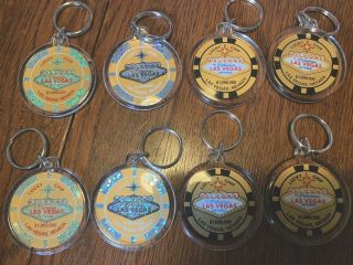 8 Las Vegas Lucky Poker Chip Keychains Casino Party Favors Prizes Gifts