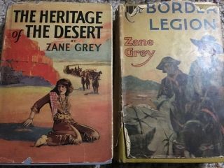 2 Old Vintage Western Classic Books Zane Grey - Border Legion & Heritage Desert