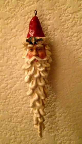 Vintage Old World Santa Claus Christmas Ornament W/long Beard Hanging Down
