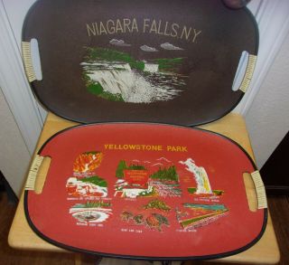 2 Vintage Souvenir Trays,  Niagara Falls. ,  Yellowstone Park
