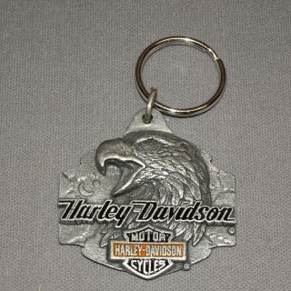 Vintage 1992 Harley - Davidson Eagle Keychain Blk/org Siskiyou Buckle 920382