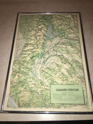 Vintage Hubbard Scientific Raised Relief Map Grand Teton National Park Framed
