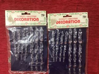 2 Packages Vintage Twisted Plastic Icicles Christmas Ornaments