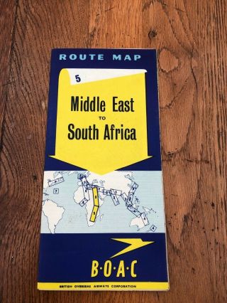 B.  O.  A.  C.  Route Map - Middle East To South Africa 1956
