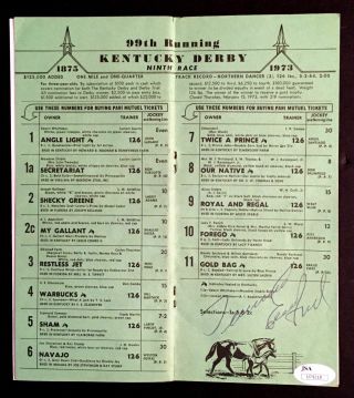 1973 Kentucky Derby Program Secretariat Wins Ernie Ford Autographed Horse Racing