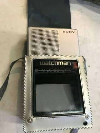 Sony Watchman W/ Case - Flat Black & White Tv Fd - 40a