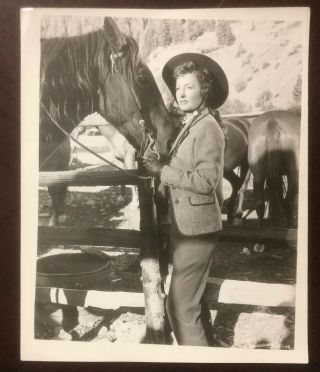 Vintage Barbara Stanwyck Photo 1956 The Maverick Queen Western With Horse