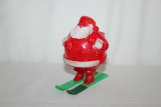 Vintage Rosbro Rosen Hard Plastic Chritmas Santa Claus Ski Candy Container
