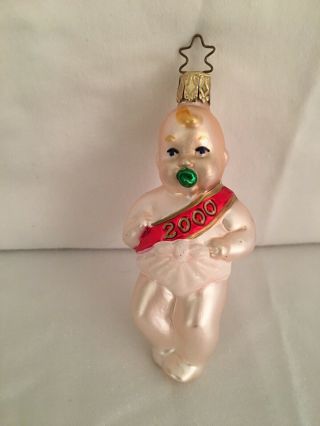Vintage Glass Baby Year 2000 Christmas Ornament
