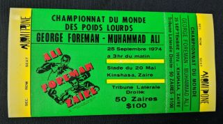 Muhammed Ali George Foreman Full Ticket Stub Rumble In The Jungle 1974 Zaire Box