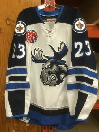 MANITOBA MOOSE AHL GAME ISSUED NOT WORN WHITE JERSEY MICHAEL SPACEK 23 2