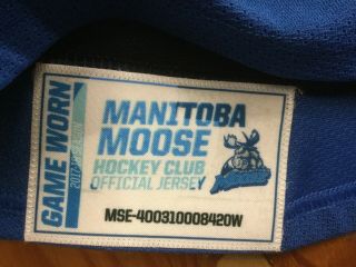 MANITOBA MOOSE AHL GAME ISSUED NOT WORN WHITE JERSEY MICHAEL SPACEK 23 3