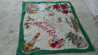 Vintage Cotton Scarf Puerto Rico Government Of The Commonwealth 32 " X30 "