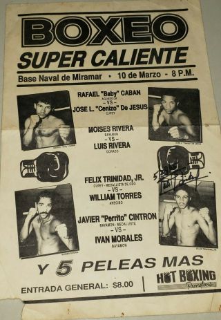 Felix Tito Trinidad Unique Piece In The World.  First Fight Poster With Signature