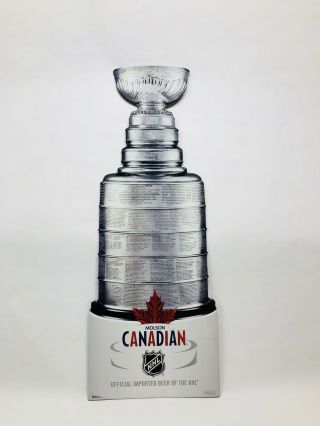 Molson Canadian Stanley Cup Nhl Trophy 2 Sided Metal Sign Store Display Promo