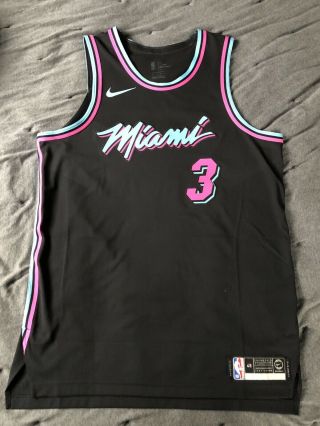Authentic Nike Miami Heat Dwyane Wade Jersey City Edition Size 48