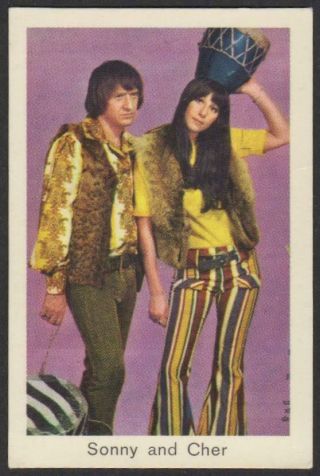 Sonny And Cher - 1965 - 67 Vintage Swedish Unnumbered Pop Stars Set Gum Card