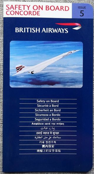 British Airways Concorde Airline Safety Card Issue 5