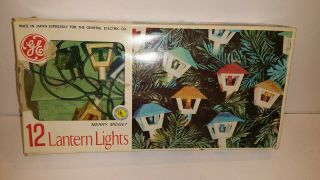 Vintage Ge Christmas Multi - Color Lantern Lights 12 Merry Midget Lights Ltl2 - 12