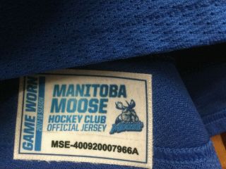 MANITOBA MOOSE AHL GAME WORN WHITE JERSEY SCOTT GLENNIE 15 3