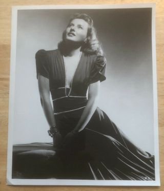 Vintage Hollywood Photo Barbara Stanwyck Showing Chest Dress Looking In Sky 8x10