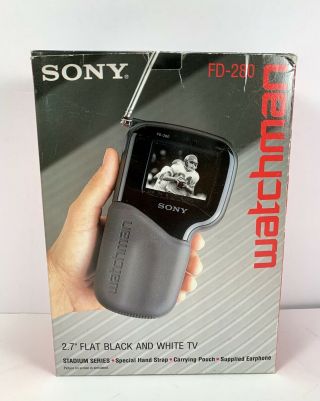 Vtg Sony Watchman Handheld Pocket Tv Model Fd 280 Television Box