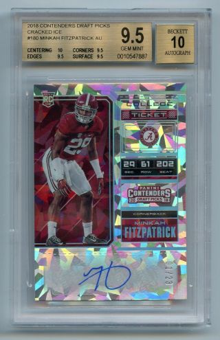 Minkah Fitzpatrick 2018 Contenders Draft /23 Cracked Ice Auto Rc Bgs 9.  5 10 Gem