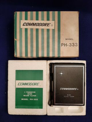 Nos Vintage Commodore 45rpm Portable 3 Transistor Micro Record Player Ph - 333