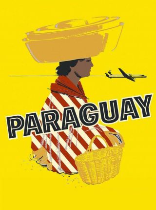 Paraguay By Airplane South America American Vintage Travel Advertisement Poster
