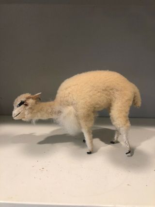 Vintage Real Fur Llama Alpaca Figurine
