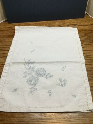 Vtg Stamped Linen Table Runner Dresser Scarf To Embroider 37” X 14” Roses