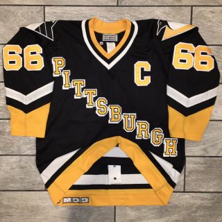 1992 Ccm Maska Nhl Center Ice Jersey Mario Lemieux Pittsburgh Penguins Sz.  48