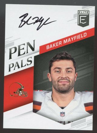 2018 Panini Elite Pen Pals Rookie Autograph Baker Mayfield Auto Browns Black Ink